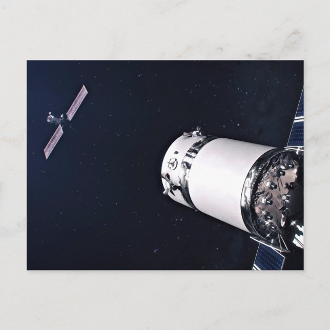 Carte Postale Vaisseau spatial Dragon Xl approchant d'une passer (Devant)