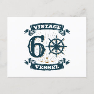 Carte Postale Vaisseau Vintage 60e Anniversaire 60 Ans