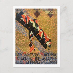 Carte Postale Valence, Espagne, Semaine de l'aviation, 1922, Vin