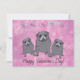 Carte Postale Valentin Pug Drôle