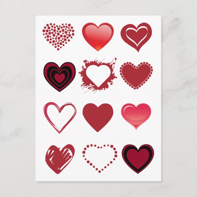 Carte postale Valentine 3x4 Heart Grid (Devant)