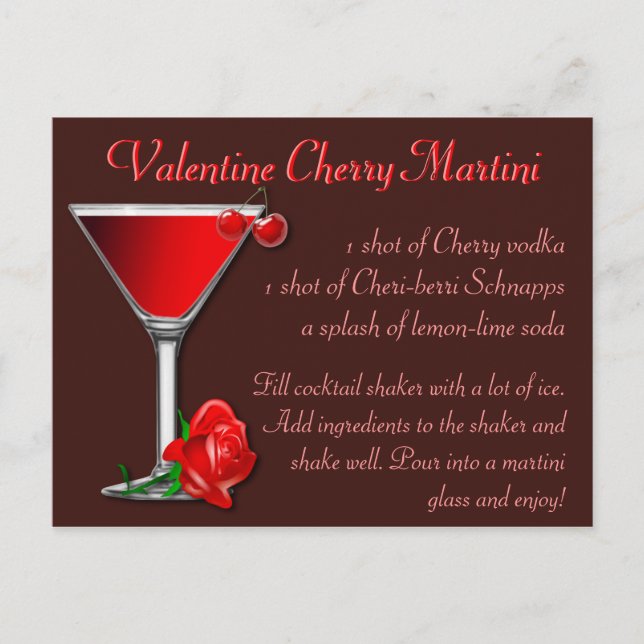 Carte Postale Valentine Cherry Martini (Devant)