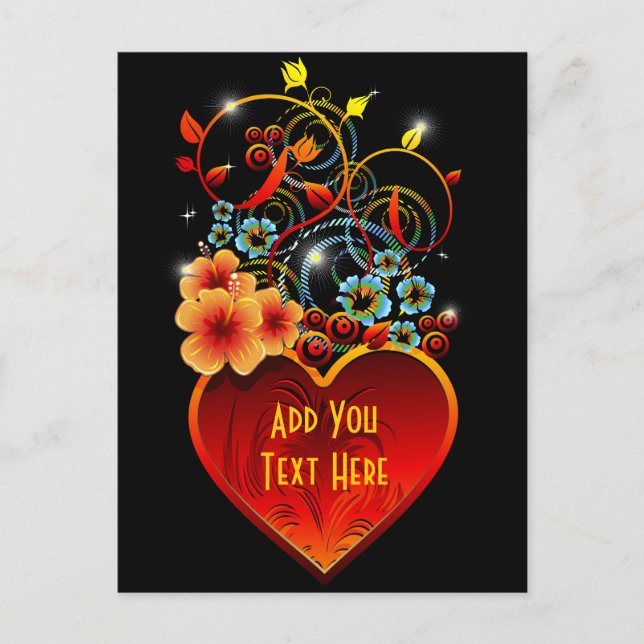 Carte postale Valentine Floral Heart Love (Devant)