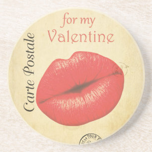 Carte Postale Valentine Kiss Getränkeuntersetzer