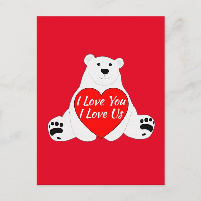 Carte Postale Valentine Ours Tenant Un Coeur (Devant)