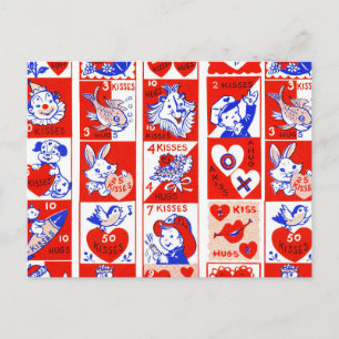 Carte Postale Valentine Retro Love Hugs Motif
