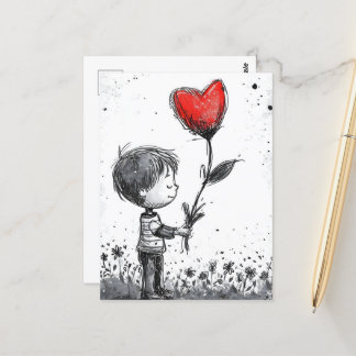 Carte postale Valentine - Romantique Boy Heart bal