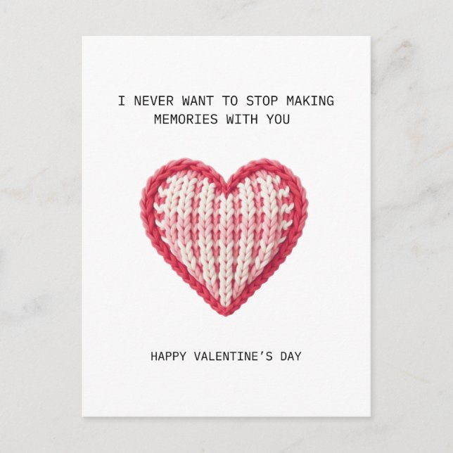 Carte Postale Valentine’s Day Card – Knit Heart Design (Devant)