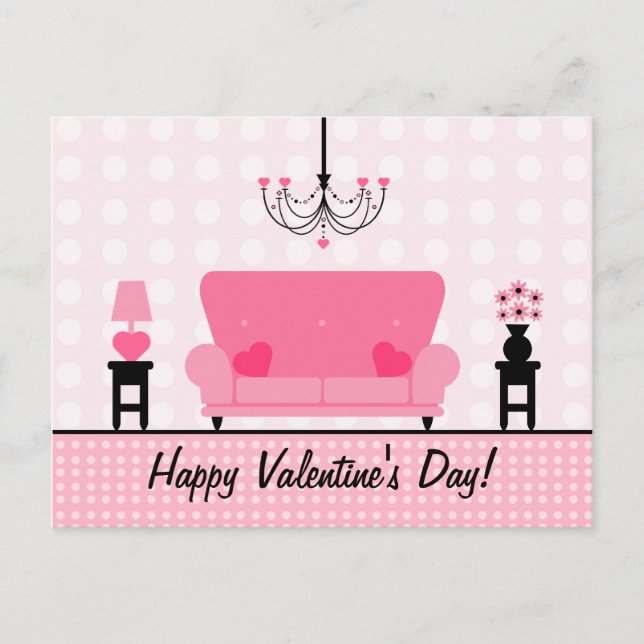 Carte postale Valentine - Salon rose (Devant)