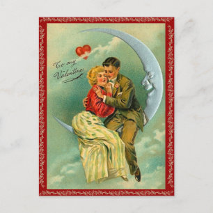 Carte postale Valentine sur la lune pour vous