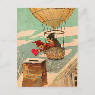 Carte postale Valentine vintage Hot Air Balloon