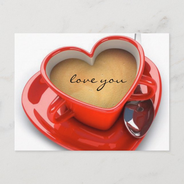 carte postale, valentine'day, coffee, love (Devant)