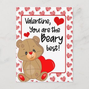 Carte Postale Valentines Beary Coeurs