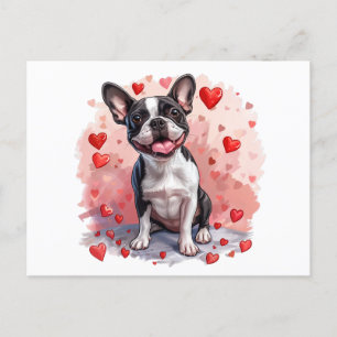 Carte Postale Valentines Day Boston Terrier Dog