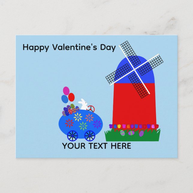 Carte Postale Valentine's Day Bunny Egg Car #4 Postcard (Devant)