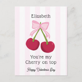 Carte Postale Valentine's Day Cherry on Top Coquette Stripes