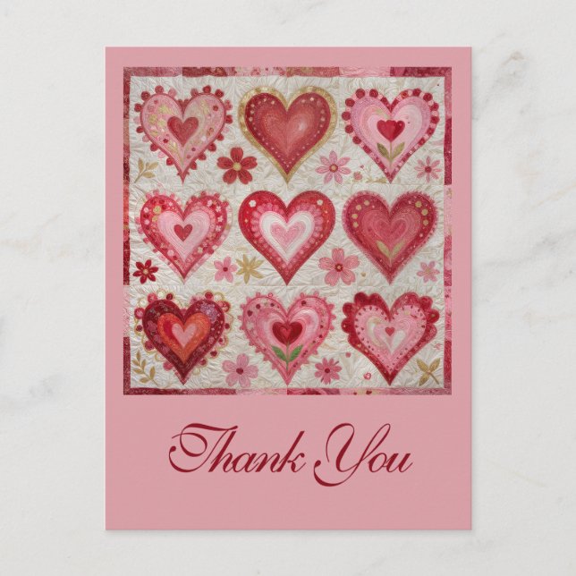 Carte Postale Valentine's Day Themed Quilting Pattern Patchwork (Devant)
