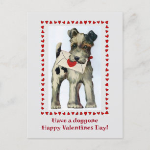 Carte Postale Valentines de Chien de Terrier vintage