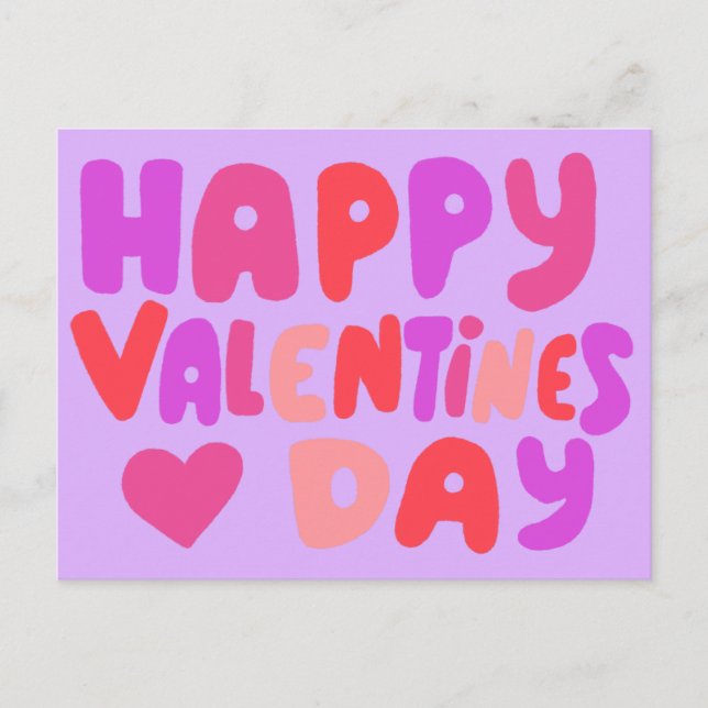 Carte Postale Valentines Jour Bulles Lettres rose Curvy Retro (Devant)