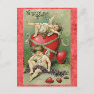 Carte Postale Valentines Jour mignonne Vintage Cupid Angel Coeur