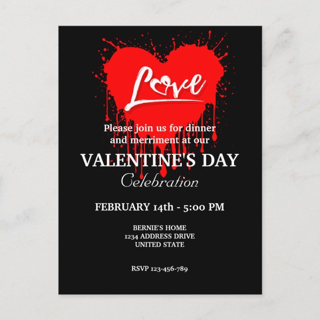 CARTE POSTALE VALENTINES JOURNÉE FÊTE AVEC AMOUR DU COEUR ROUGE (Devant)