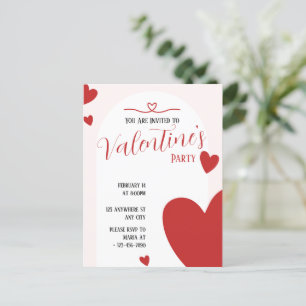 Carte Postale Valentine's Party Invitation Design éditable