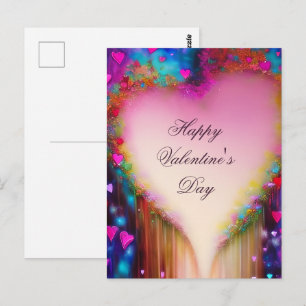 Carte Postale Valeur abstraite de coeur floral qui goutte Saint