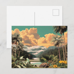Carte Postale Vallée Tropicale Surréaliste Avec Palmiers