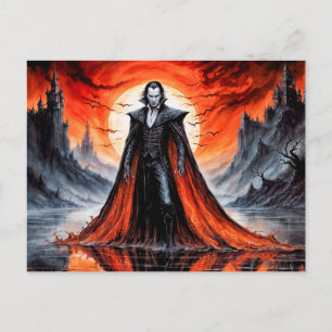 Carte Postale Vampire au clair de lune rouge