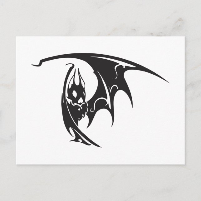 Carte Postale Vampire Battes Tatouage Style Armoire Noir Blanc (Devant)