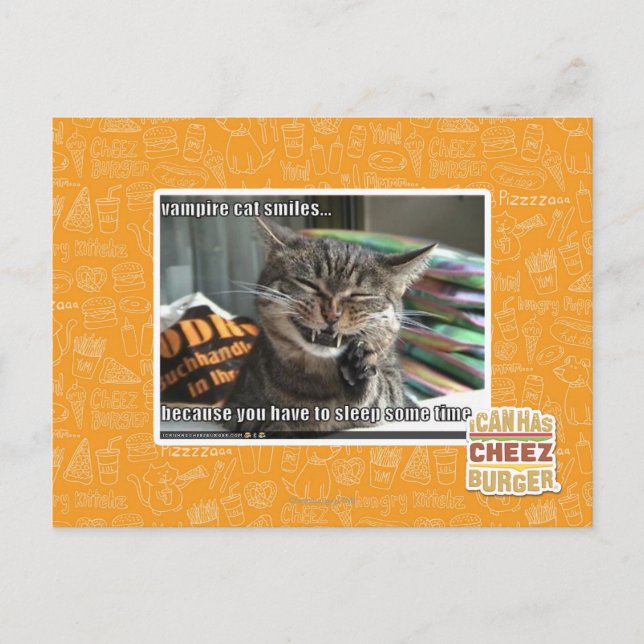 Carte Postale vampire chat sourit (Devant)