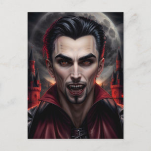 Carte Postale Vampire effrayant avec Portrait de Fangs