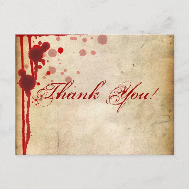 Carte Postale Vampire Halloween Merci Note Fake Blood Red (Devant)