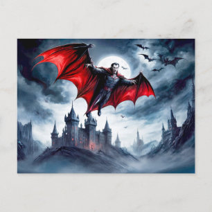 Carte Postale Vampire volant au-dessus du château