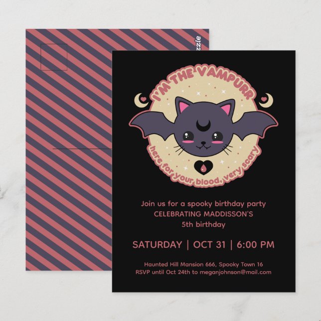 Carte Postale Vampurr Déplaisant Cute Halloween fête d'anniversa (Devant / Derrière)