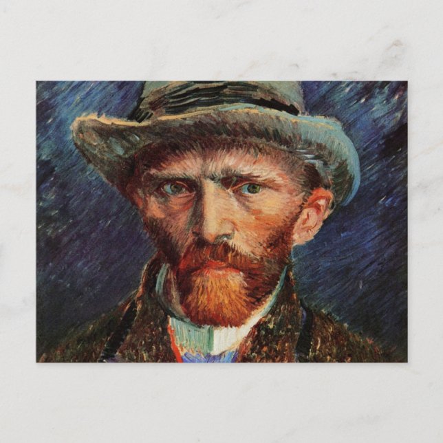 Carte Postale Van Gogh ; Autoportrait avec Casquette Grey Felt (Devant)