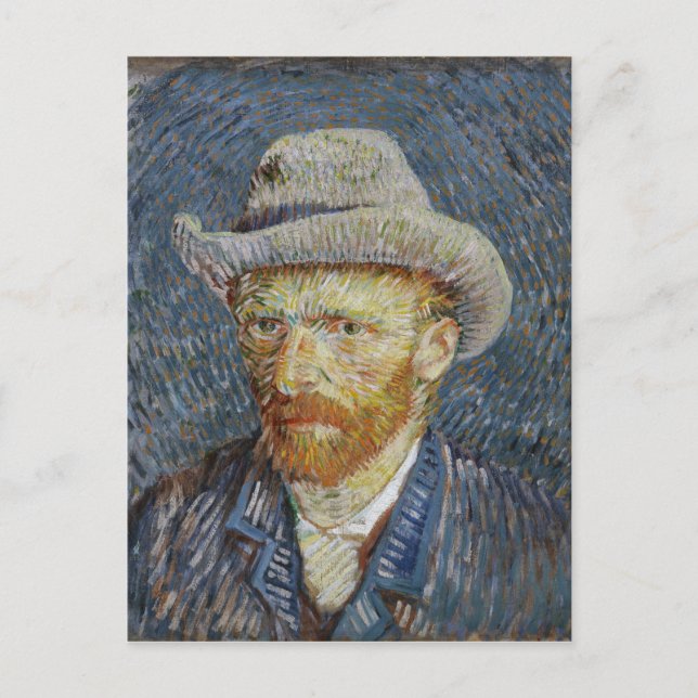 Carte Postale Van Gogh Autoportrait Gris Sens Casquette Peinture (Devant)