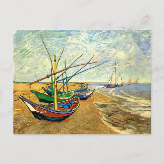 Carte Postale Van Gogh Bateaux de pêche sur la plage de Saintes  (Devant)
