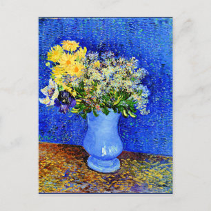 Carte Postale Van Gogh - Bouquet de fleurs dans un Vase Bleu
