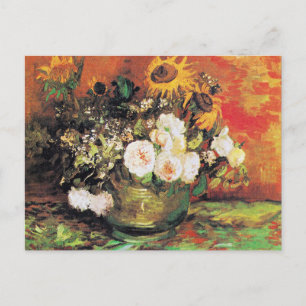 Carte Postale Van Gogh - Bowl avec tournesol, Rose...