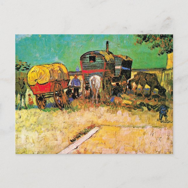 Carte Postale Van Gogh - Camp tzigane avec Cheval Dray, (Devant)