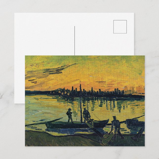 Carte Postale Van Gogh Coal Barges on the River Classic Painting (Devant / Derrière)