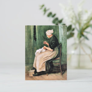 Carte Postale Van Gogh. Femme de Scheveningen cousant,