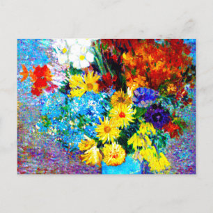 Carte Postale Van Gogh Flowers dans un Vase Bleu