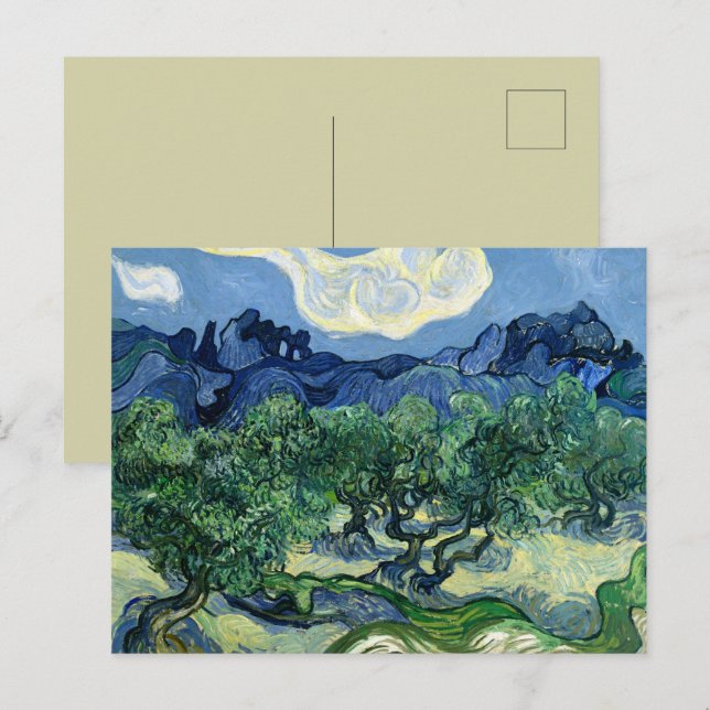 Carte Postale Van Gogh La peinture paysagère des oliviers (Devant / Derrière)