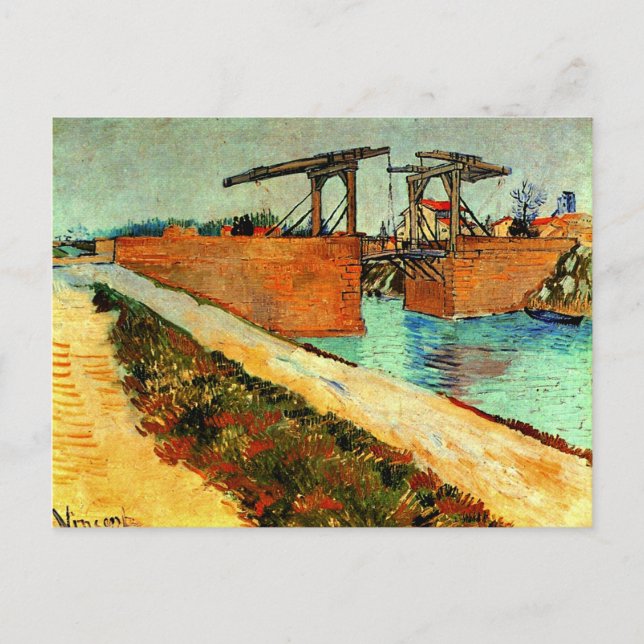 Carte Postale Van Gogh - Le pont des Langlois avec la route (Devant)