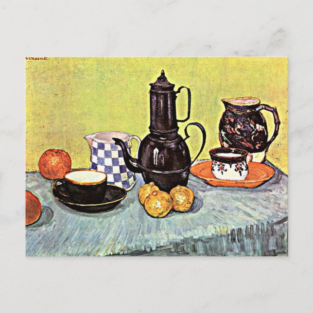Carte Postale Van Gogh - Nature morte au café bleu émaillé (Devant)