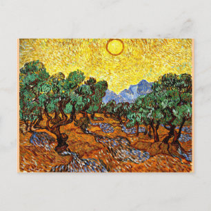 Carte Postale Van Gogh - Oliviers au ciel jaune et au soleil