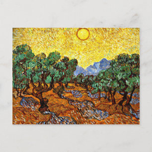Carte Postale Van Gogh - Oliviers avec ciel jaune et pos soleil