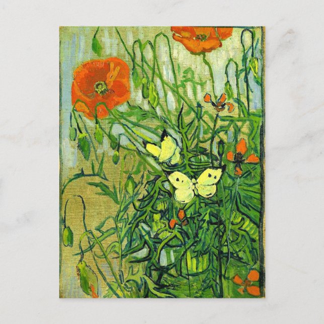 Carte Postale Van Gogh - Papillons et pavots (Devant)